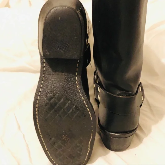 Black Frye Biltrite Boots size 6 1/2 square toe with silver buckle. - Picture 10 of 12
